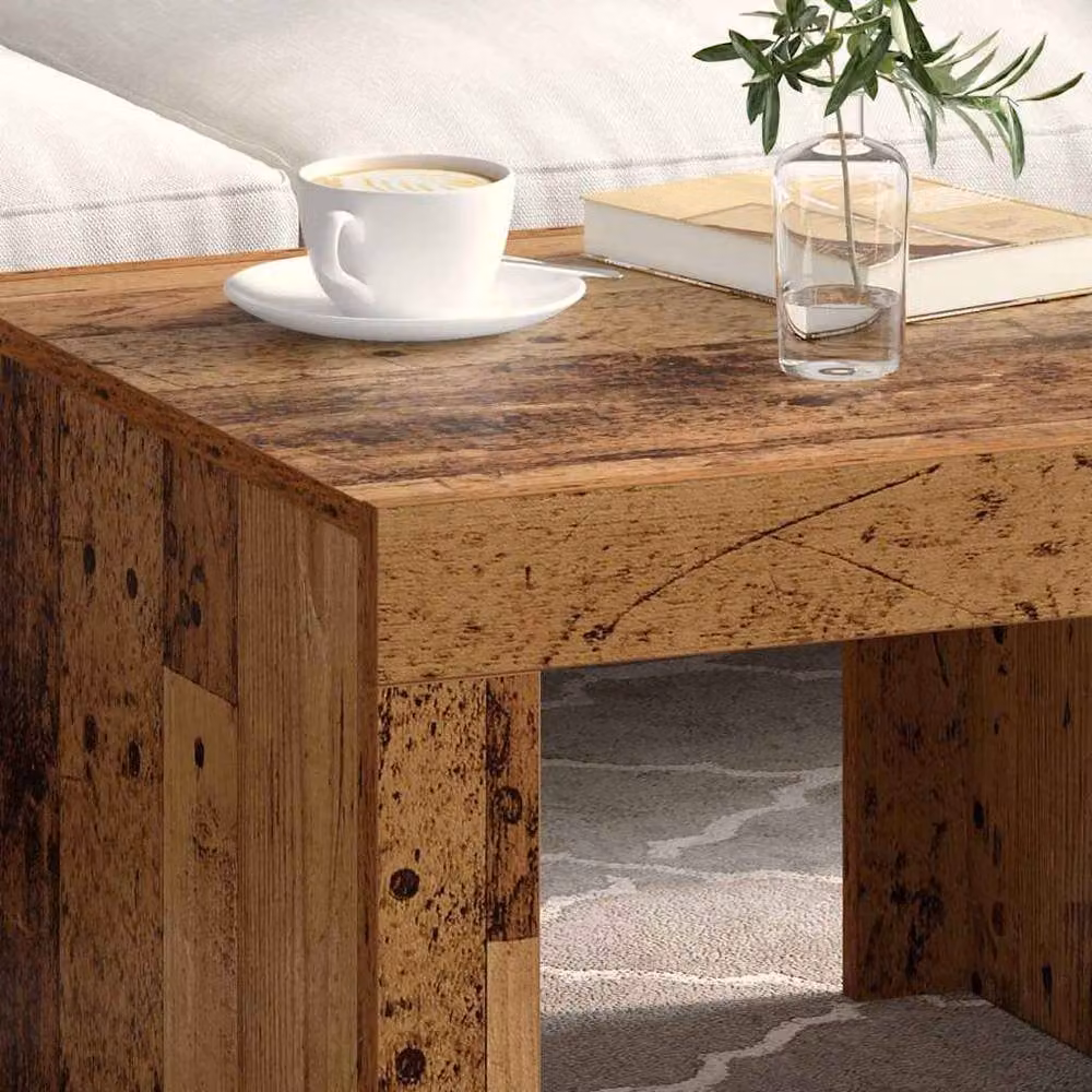 Berkfield Home Modern Square Coffee Table in Brown Engineered Wood, W/D/H: 50 x 50 x 35 cm – 4