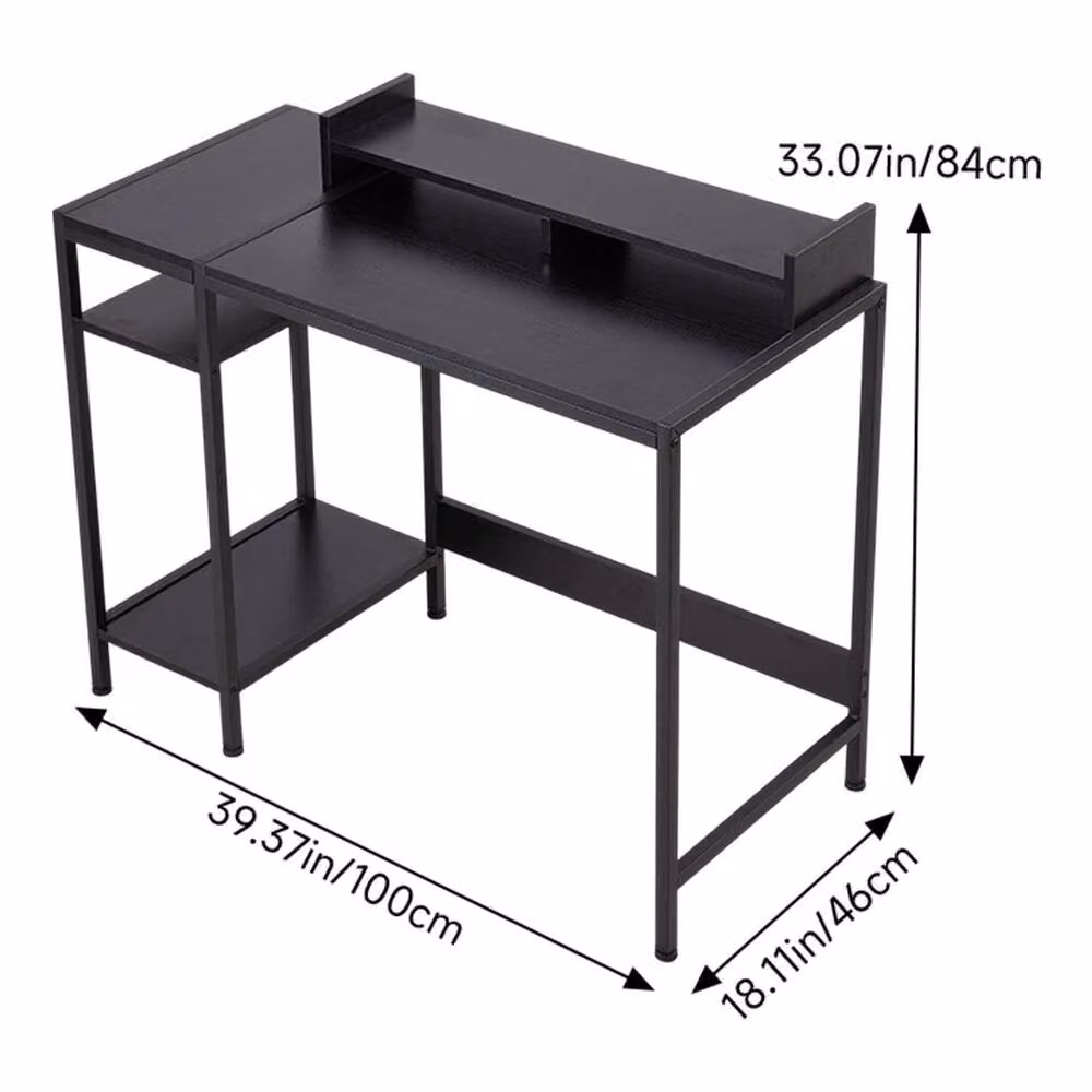 FLAVORA Black Gaming Desk and Modern Writing Table with Matt Finish – 4