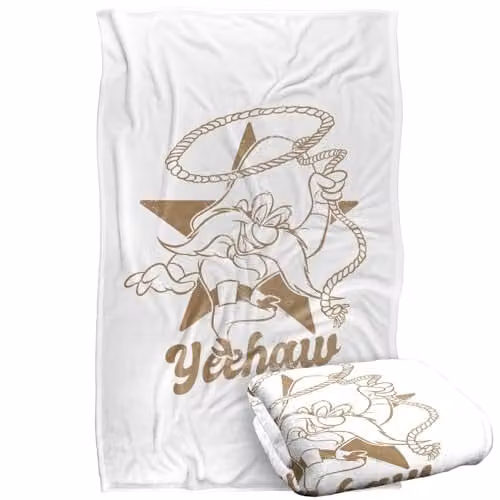 Warner Bros. Looney Tunes Yosemite Sam Yeehaw Super Soft Fleece Throw Blanket, Multicolour, W: 91 cm, D: 147 cm