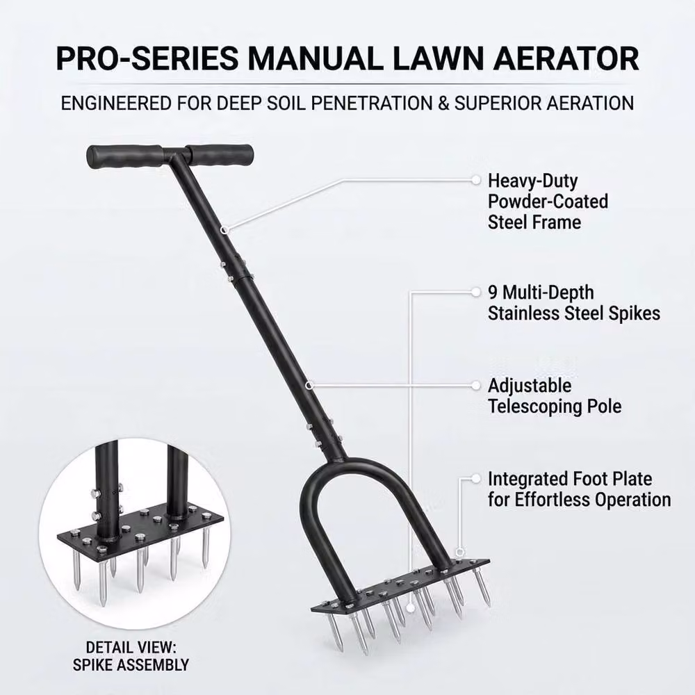Havendro Manual Metal Lawn Aerator Tool in Black – 3