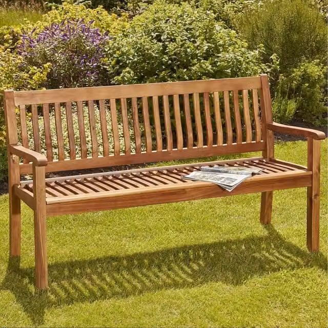 Garden Gear Rowena 3 Seater Garden Bench in Brown Acacia Wood