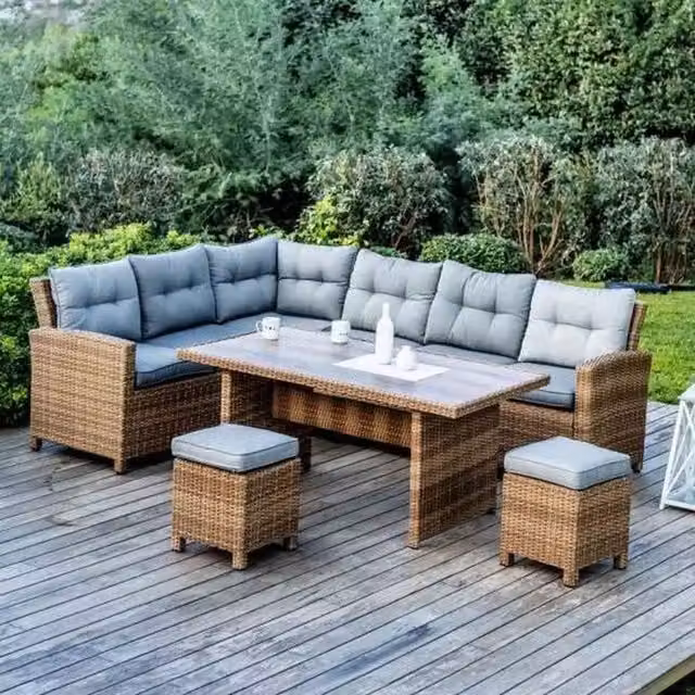 Better Garden Modern 8 Seater Brown Rattan Outdoor Corner Garden Furniture Set