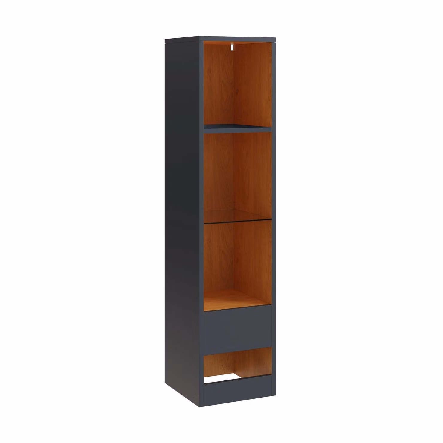 GFW Leon Modern Tall Shelf Unit with LED Lighting in Anthracite and Oak – 2