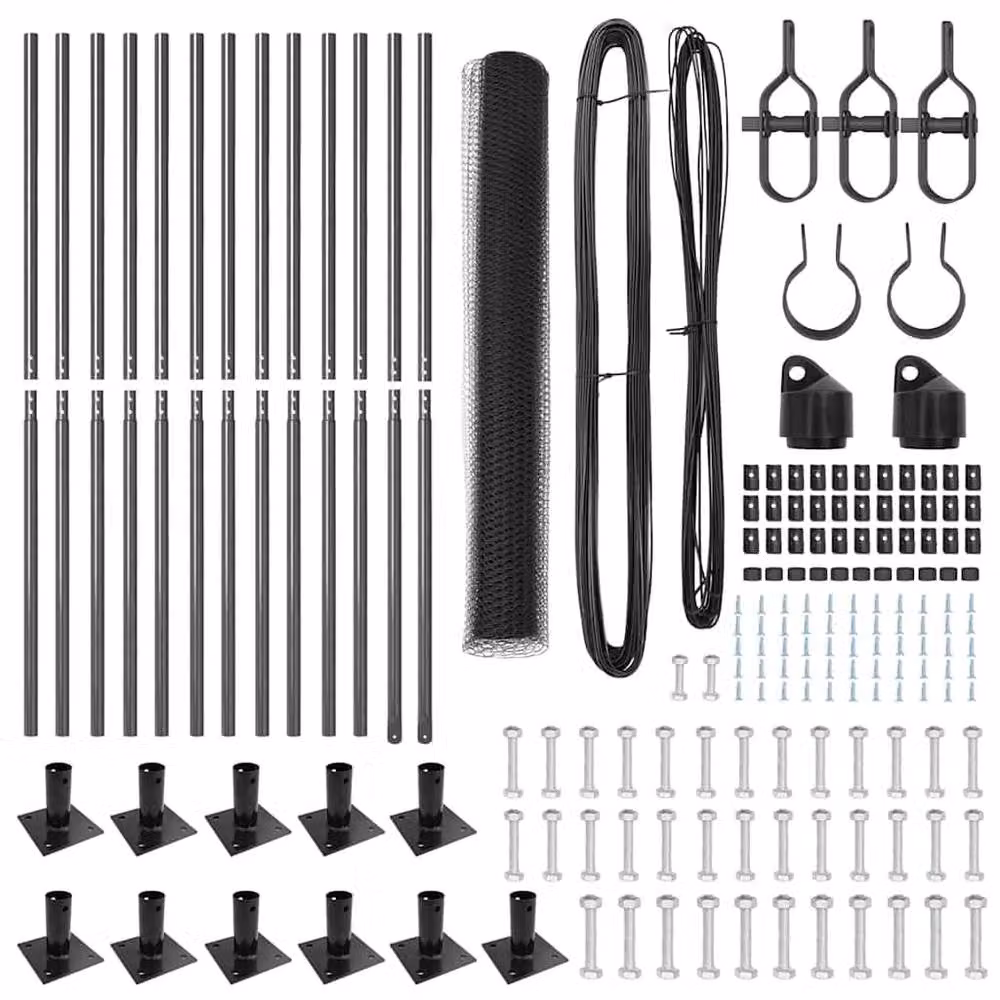 Berkfield Home Modern Fencing Set of 2, Grey Powder-Coated Steel, W: 1 m, H: 25 cm – 4