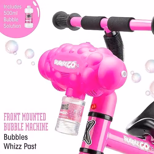 Xootz Bubble Go Pink Height Adjustable Tricycle for Kids with Bubble Machine – 3