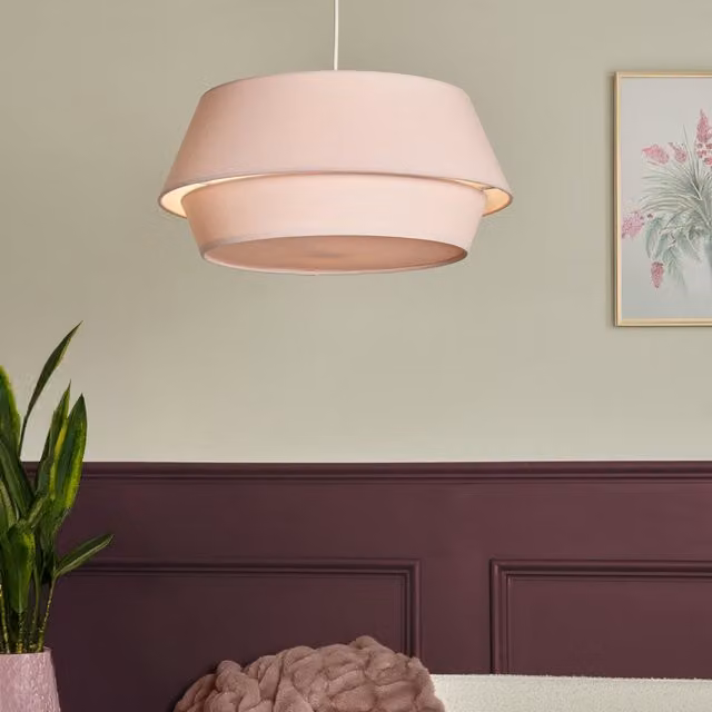 Litecraft Ellie Linen Drum Easy to Fit Lampshade in Pink