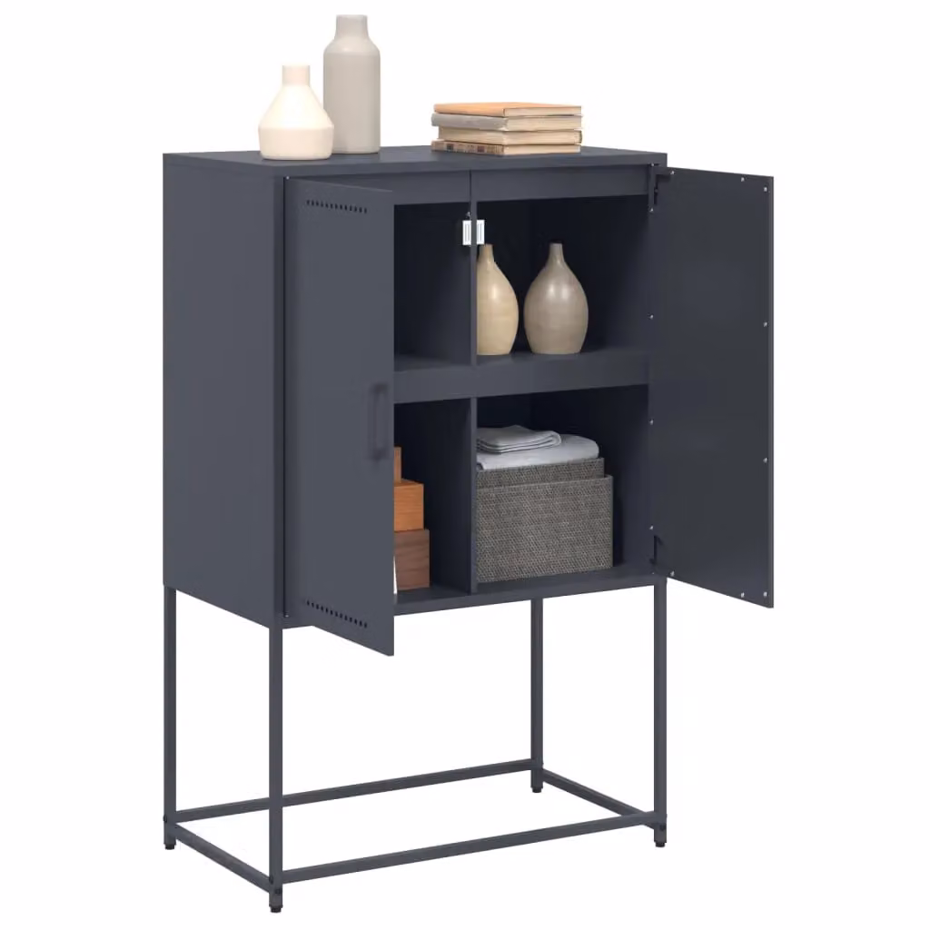 Berkfield Home Industrial TV Cabinet in Black Metal, W: 68 cm, D: 39 cm, H: 60.5 cm – 3