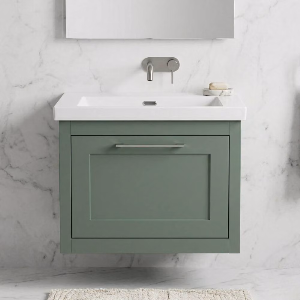 Balterley Blithbury Wall Hung 1 Drawer Vanity Basin Unit, Matt Green, W: 60 cm, D: 45 cm – 5