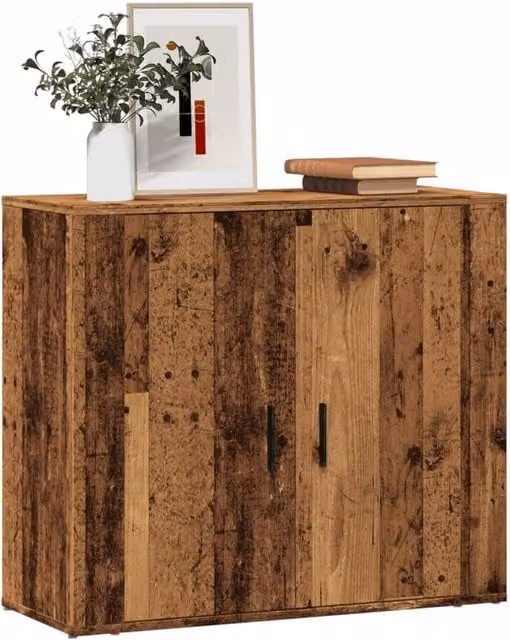 Berkfield Home Old Wood Sideboard in Brown, Engineered Wood, W/D/H: 80 x 33 x 70 cm