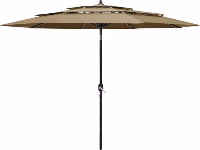 Berkfield Home 3-Tier Parasol with Aluminium Pole, Beige, Diameter: 3 m