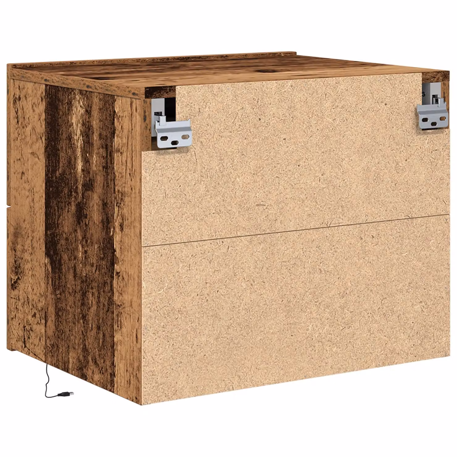 Berkfield Home Set of 2 Wall-Mounted Rustic Wood Bedside Cabinets with Integrated LED Lights in Brown – 6