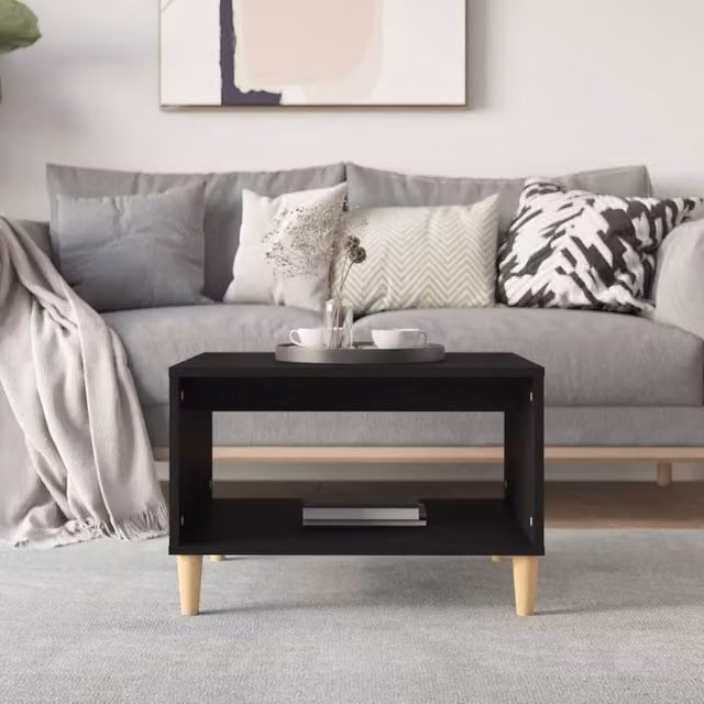 Berkfield Home Modern Black Coffee Table, W/D/H: 60 x 50 x 40 cm