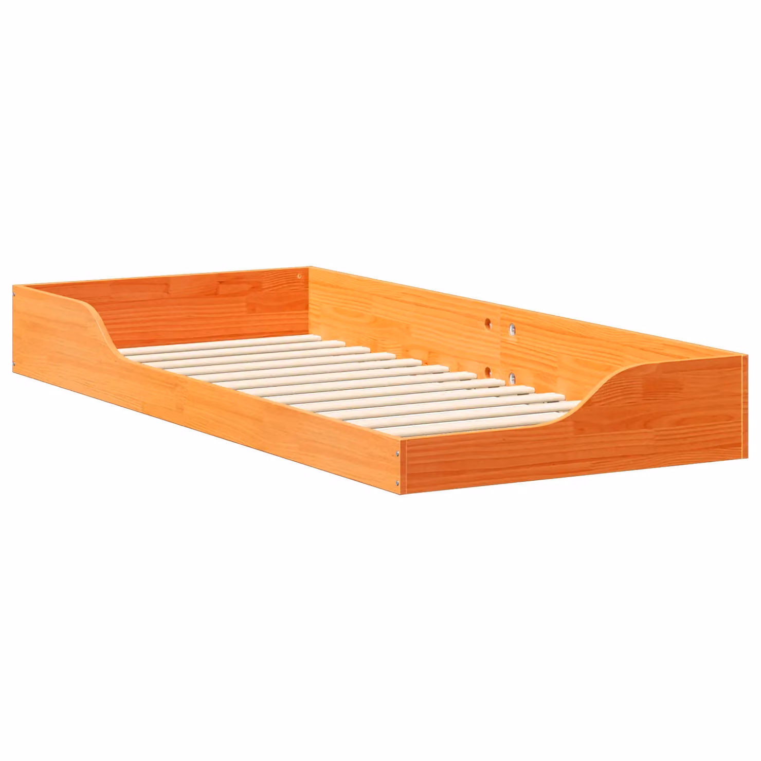 Berkfield Home Solid Pine Wood Floor Bed Frame, Brown, W: 90 cm, D: 210 cm – 2