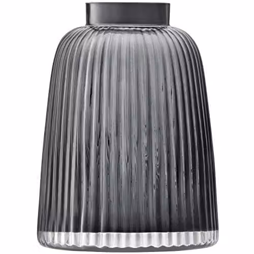 LSA International Pleat Vase in Grey, Handmade Mouthblown Glass, Height: 26 cm