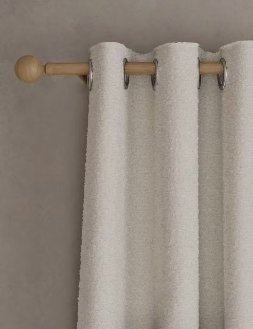 M&S Ecru Bouclé Eyelet Curtains