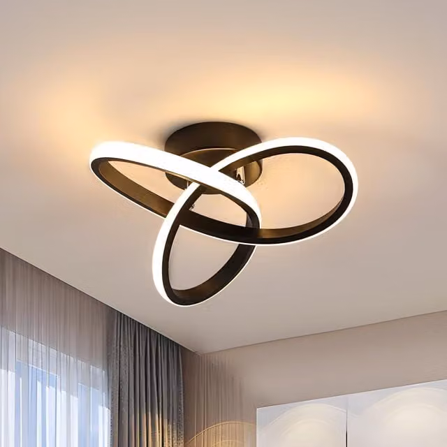 COMELY Modern 22W LED Ceiling Light in Black with Warm White 3000K Illumination