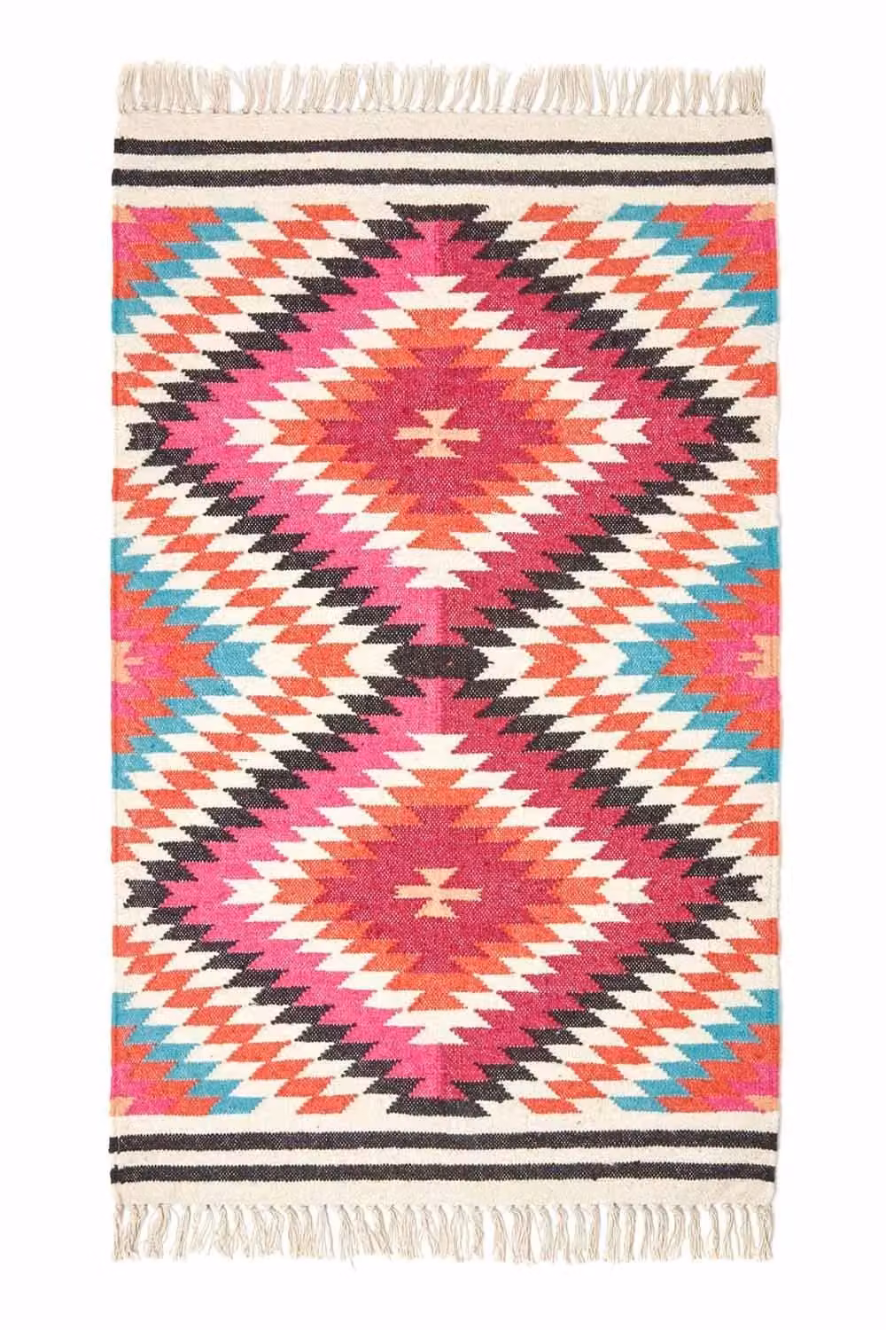 Homescapes Manila Handwoven Diamond Patterned Kilim Wool and Cotton Rug, Multicolour, W: 90 cm, L: 150 cm – 2