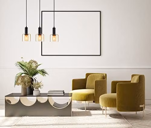 Netlighting Santia Modern 3 Light Bar Pendant Ceiling Light in Black with E27 Sockets – 2