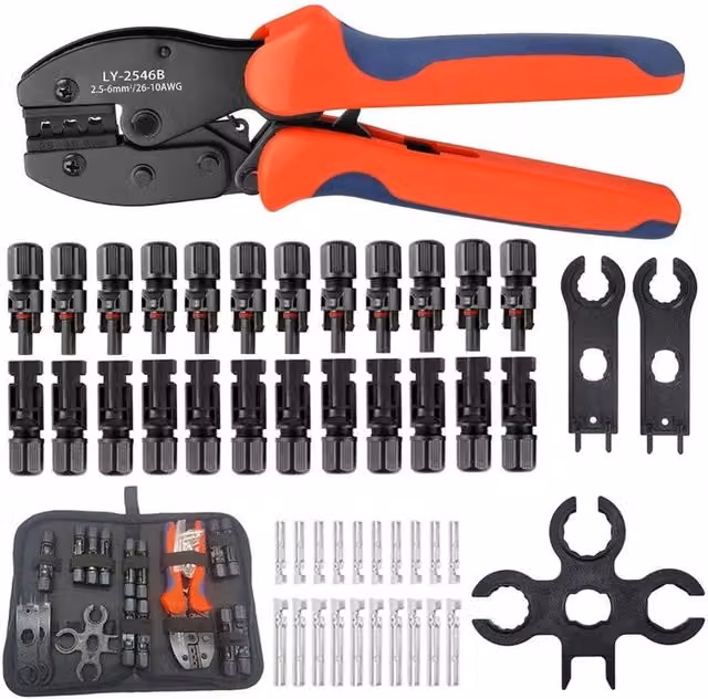 SPETLEK Professional Crimping Tool Kit with 10 Pairs of Solar Connectors in Black, W: 100 cm, H: 41 cm – 1