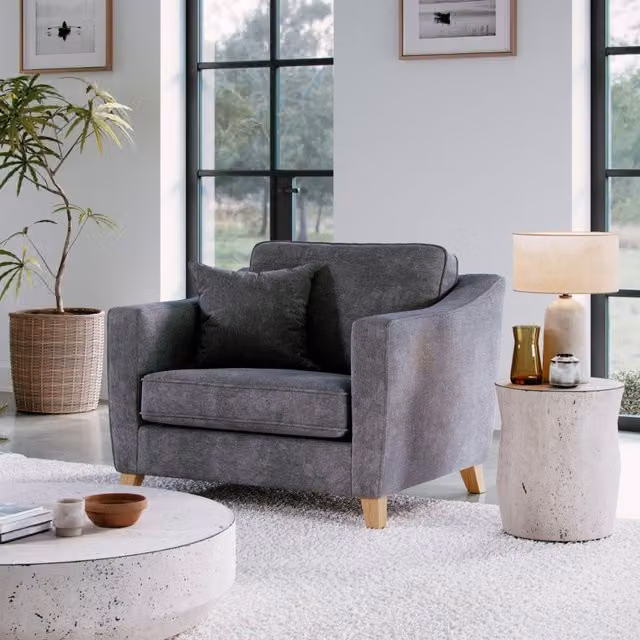 The Great Sofa Company Jackson Chenille Snuggle Chair in Grey