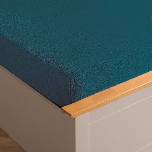 OHS Teddy Fleece Thermal Fitted Bed Sheet, Petrol, W/D/H: 90 x 190 x 25 cm – 1