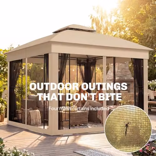 Outsunny Garden Gazebo with Shelving and UPF50+ Protection, W/D/H: 300 x 300 x 275 cm – 5