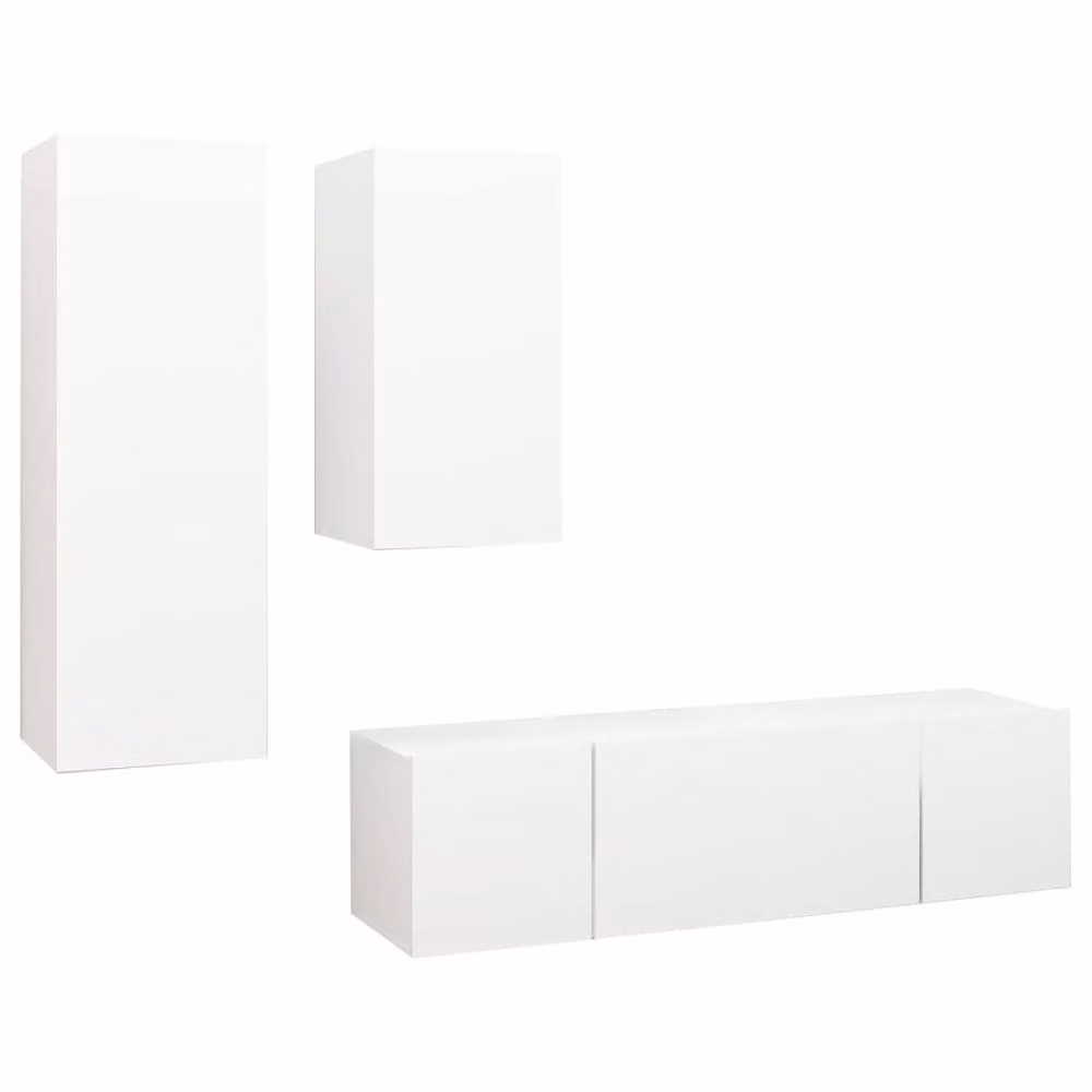 Berkfield Home Modern 4 Piece White MDF TV Cabinet Set – 3