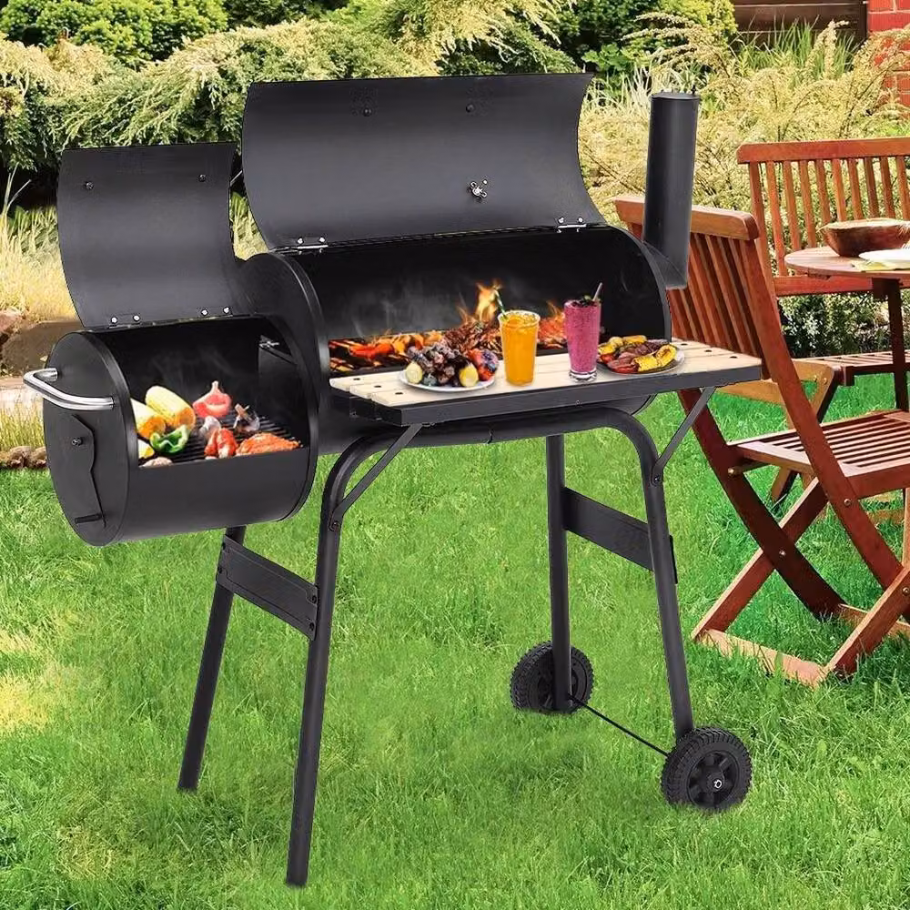 Kelvenix Large Charcoal Barrel BBQ Grill Cart in Black – 4