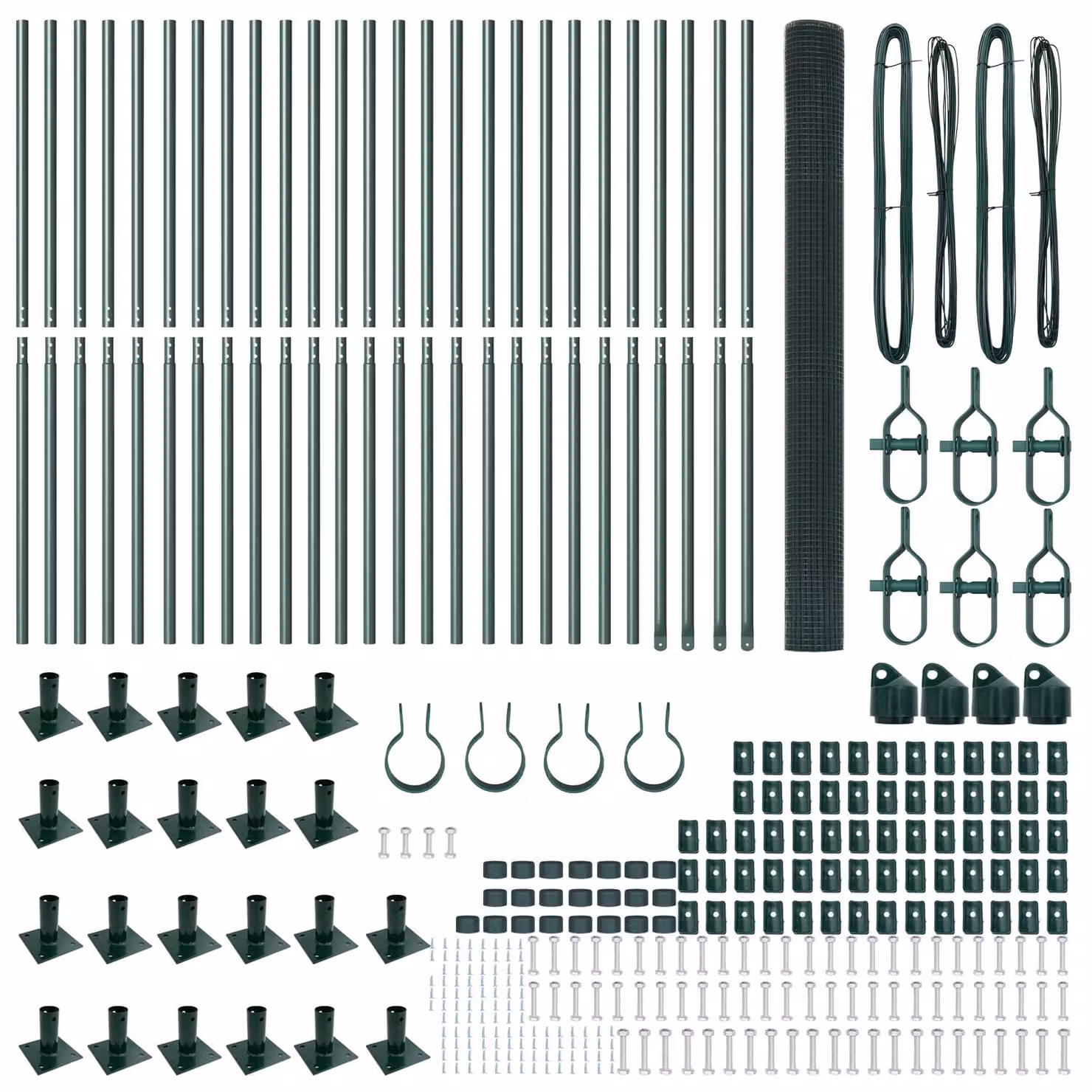 Berkfield Home Green Galvanised Steel Welded Wire Fence with 13 Flanged Posts, 1.5 x 50 m – 2