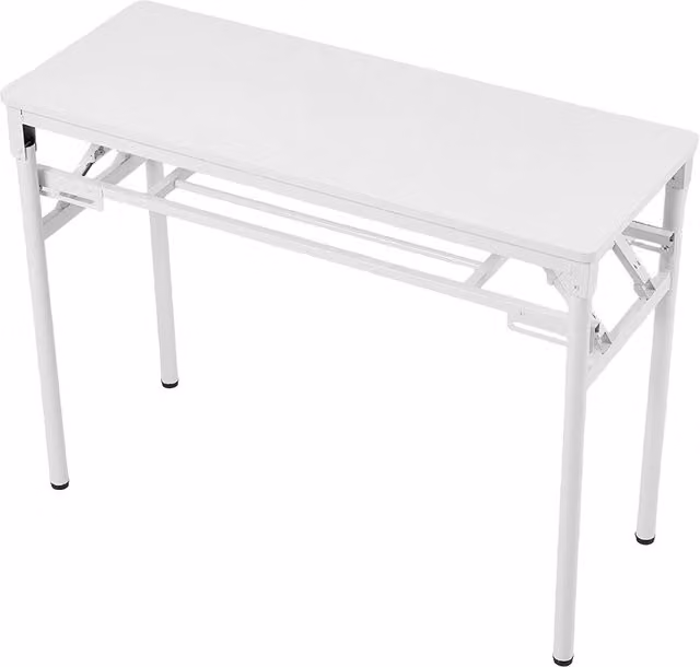 Livingandhome Modern Foldable Computer Desk in White with MDF and Metal Construction