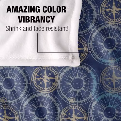 JQ Licensing Compass Pattern 3 Silky Touch Super Soft Fleece Throw Blanket in White, W/D/H: 152 x 127 cm – 3