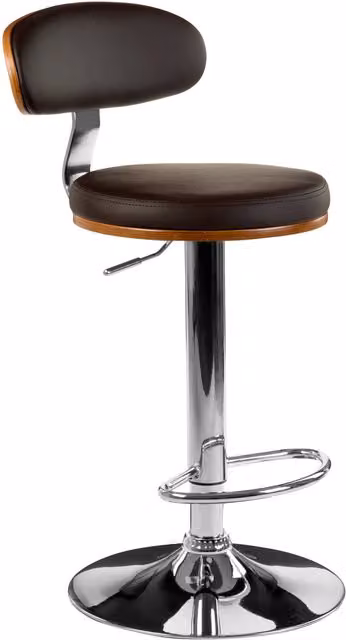 Orsina Brown Synthetic Leather and Metal Swivel Bar Chair with Oval Back