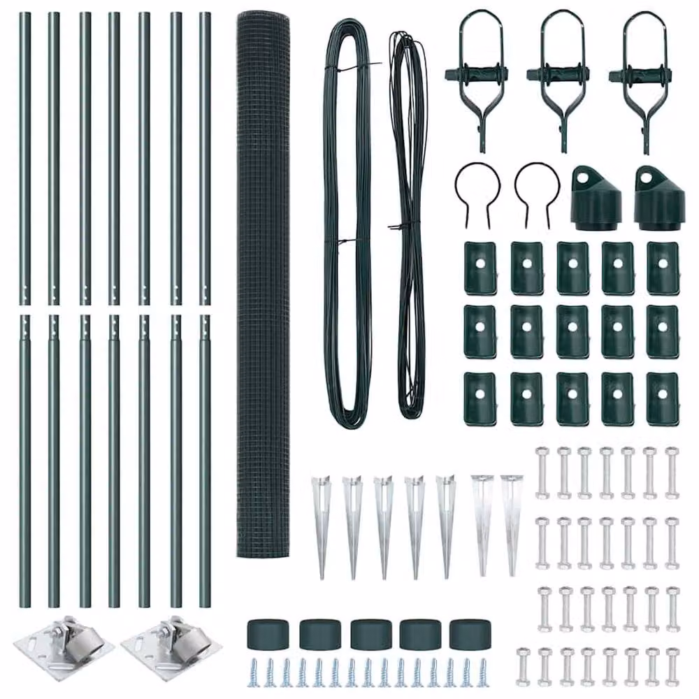 Berkfield Home Green Galvanised Steel Welded Wire Fence with 7 Spike Posts – 3