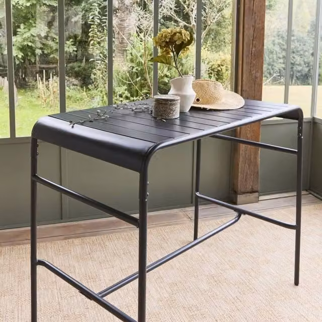 sweeek 4-seater Metal Garden Bar Table in Matt Dark Grey, W/D/H: 105 x 70 x 95 cm – 1
