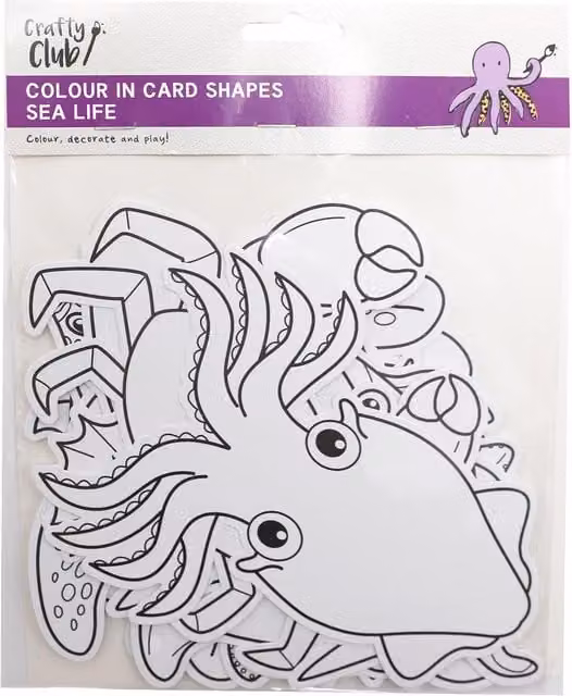 Crafty Club Pack of 12 Colourful Sealife Paper Shapes for Children