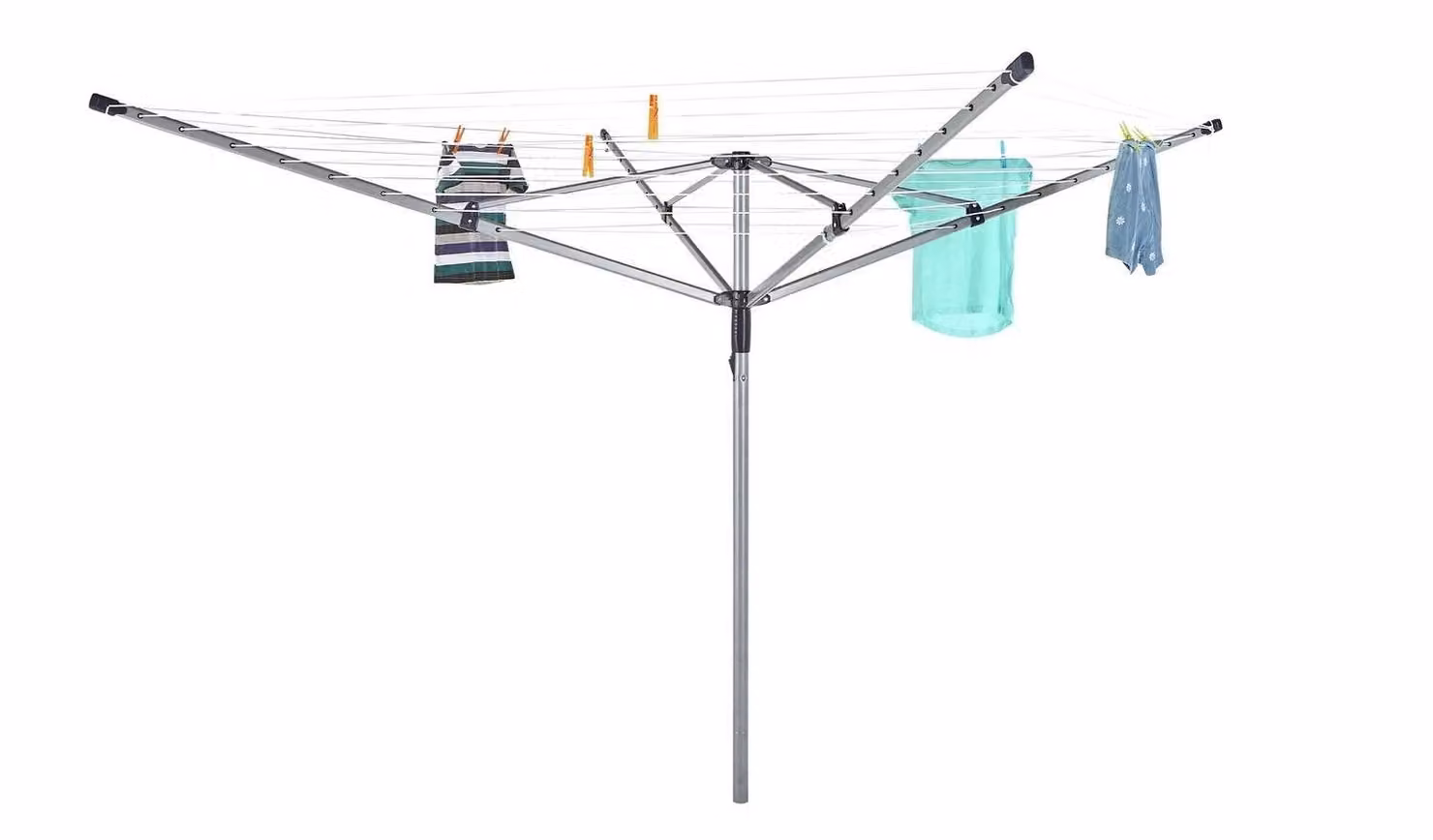 Cheap Furniture Warehouse Heavy Duty 4 Arm Rotary Airer Outdoor Washing Line, 50m, Blue and Silver Steel