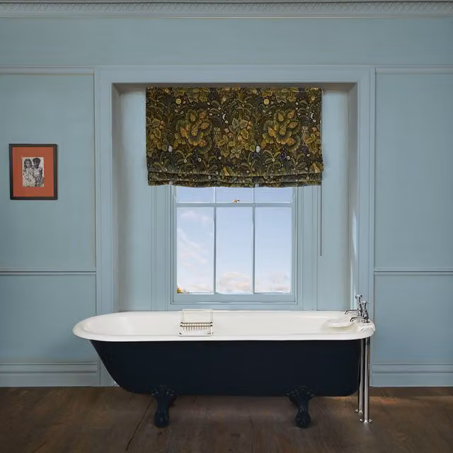 House of Hackney Moon Garden Floral Velvet Blind in Midnight Blue and Green