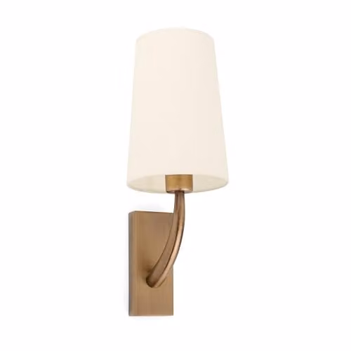 Netlighting Rem Modern Wall Light with Beige Fabric Shade and Gold Metal Finish, E27