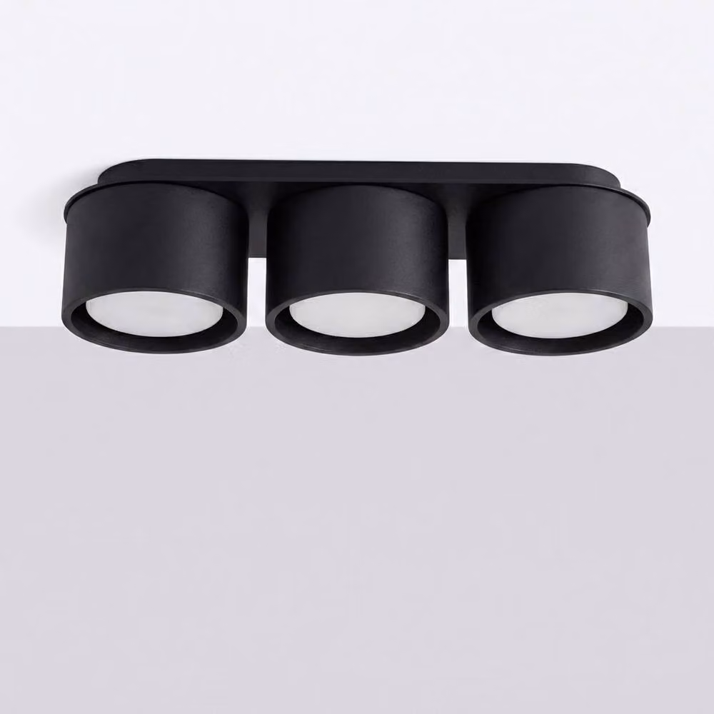 Sollux Lighting Minimalist Round Ceiling Lamp in Black, 3-Light, W/D/H: 32.4 x 8.2 x 10.4 cm – 2