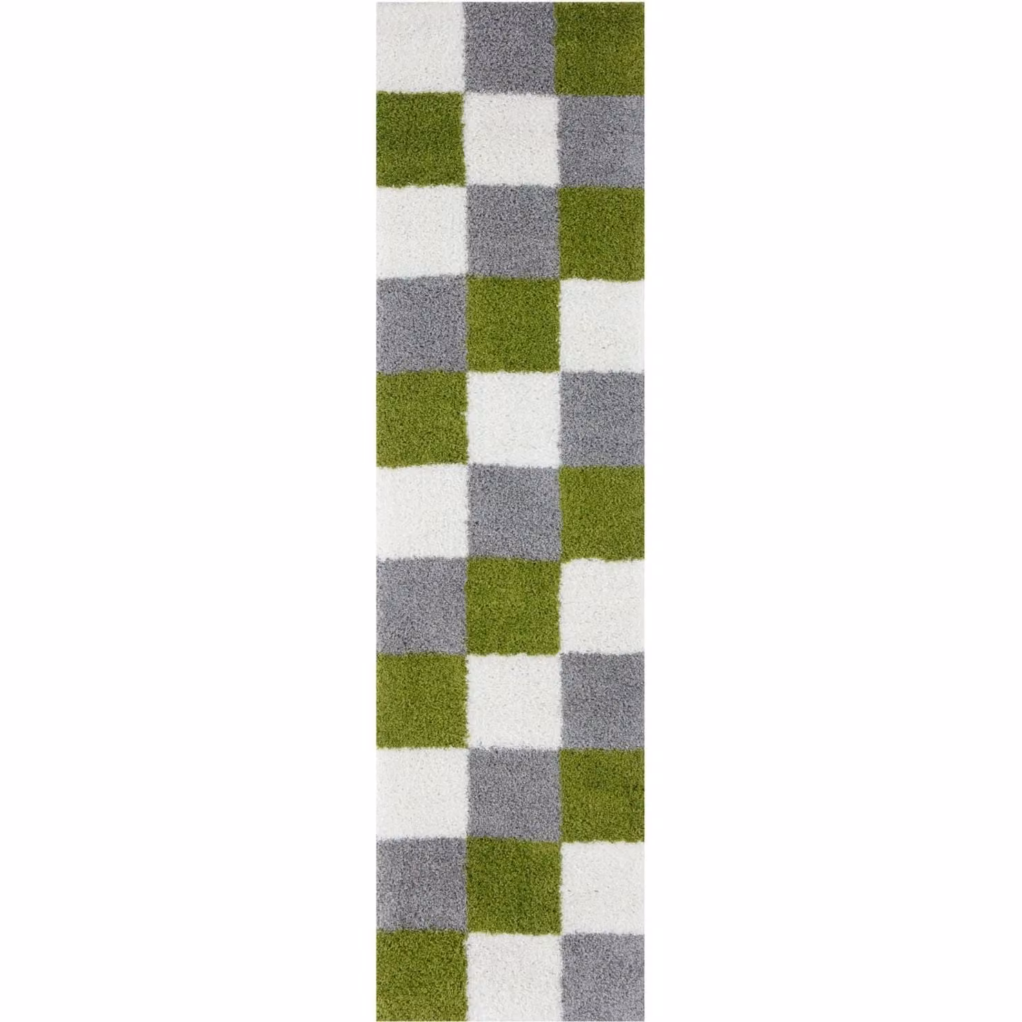 THE RUGS Soft Check High Pile Shaggy Rug, Green, W: 60 cm, D: 110 cm – 5