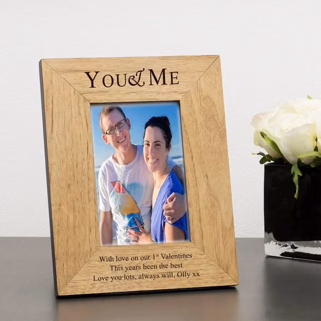 Uniqueful Personalised You & Me Wood Picture Frame, Brown, 6 x 4 inch