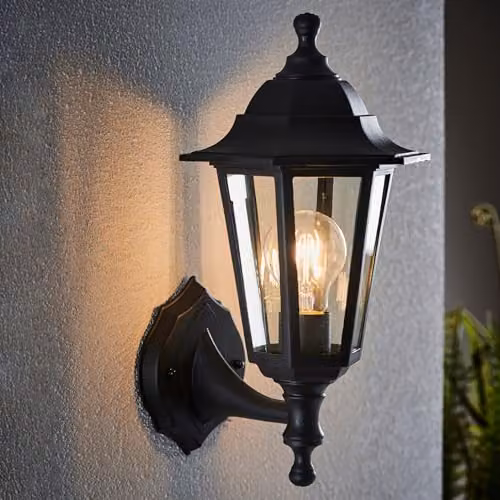 Netlighting Bayswater Black Outdoor Wall Lantern with Transparent Glass, IP44 Rated – 2