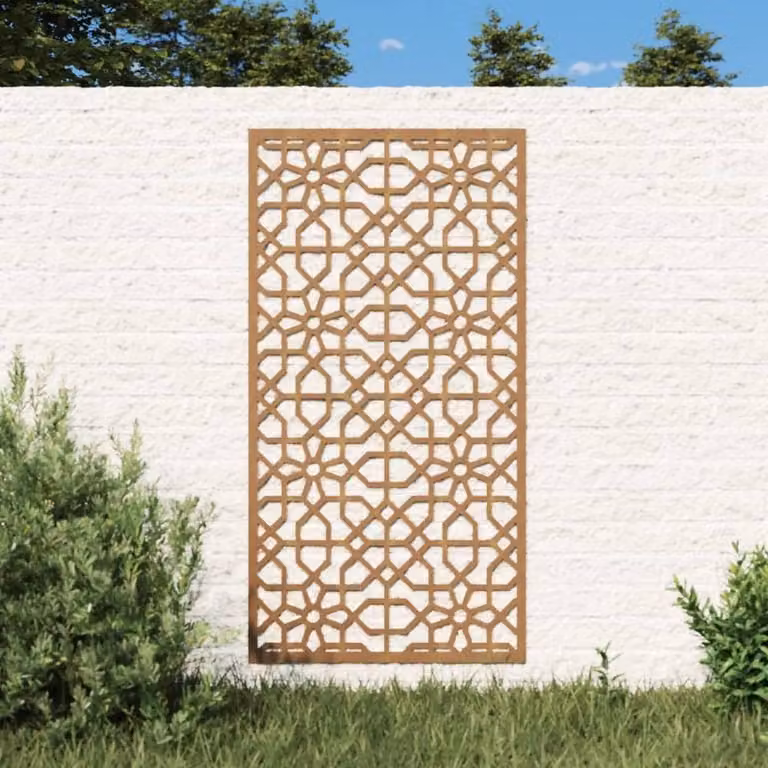 Berkfield Moorish Geometric Wall Decoration, Brown Corten Steel, W: 105 cm, H: 55 cm
