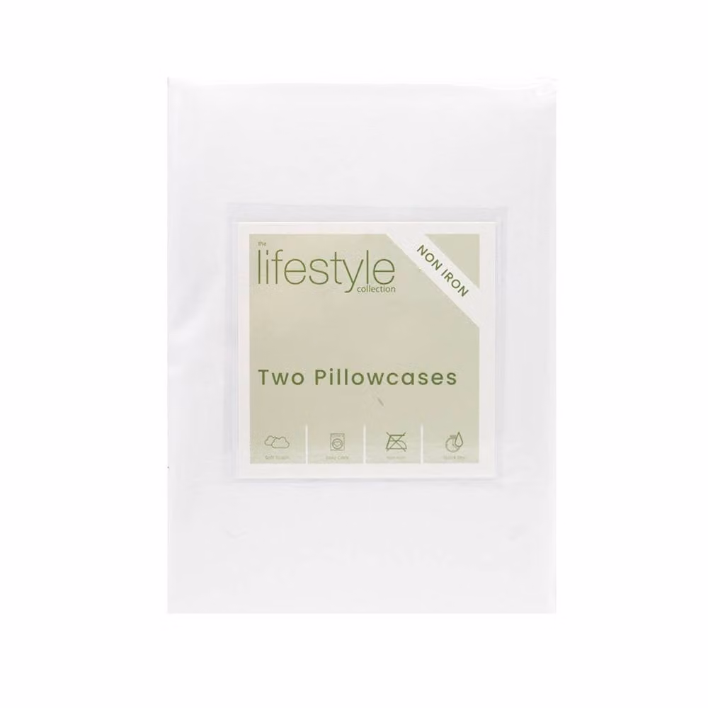 Voltico Soft Touch Easy Care Non-Iron Pillowcase Pair in White, Grey or Black – 2