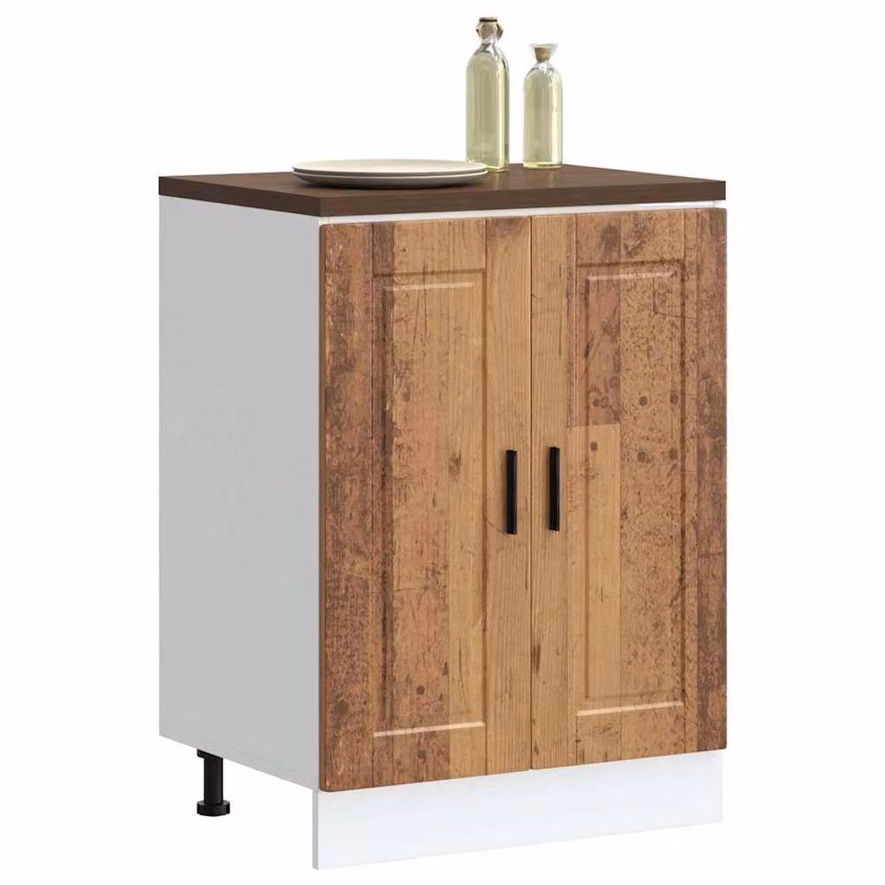 Berkfield Home Porto Kitchen Base Cabinet in Brown Old Wood Engineered Wood W/D/H: 60.0 x 46.0 x 81.5 cm – 1