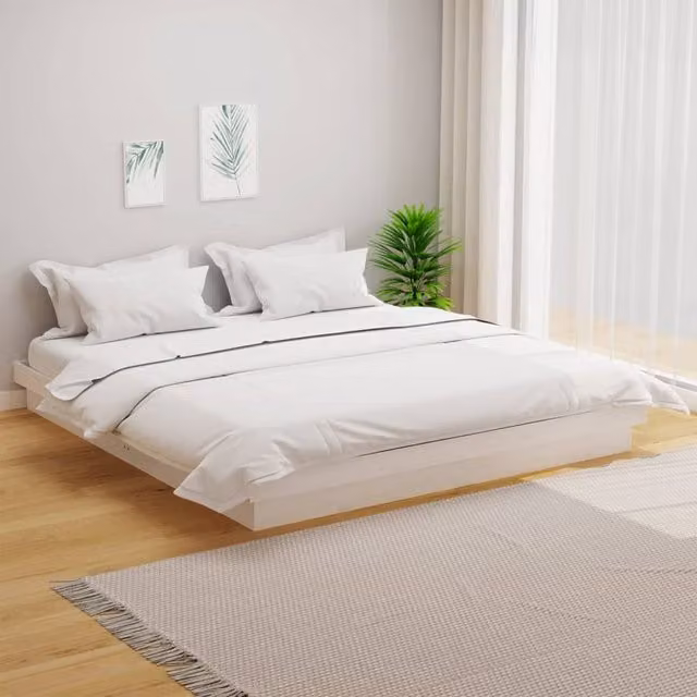 Berkfield Home Super King Solid Wood Pine Bed Frame in White