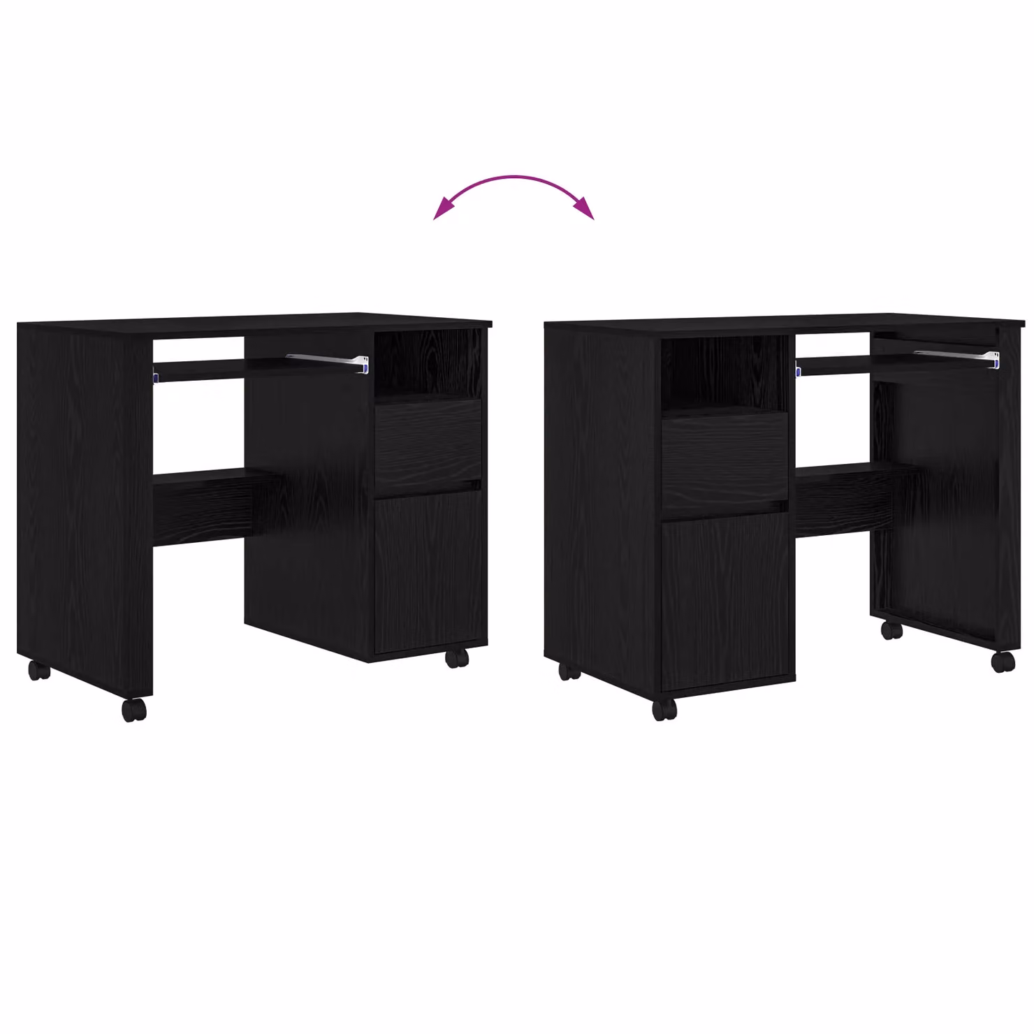 Berkfield Home Black Oak Computer Desk in Black Oak and Metal – 3