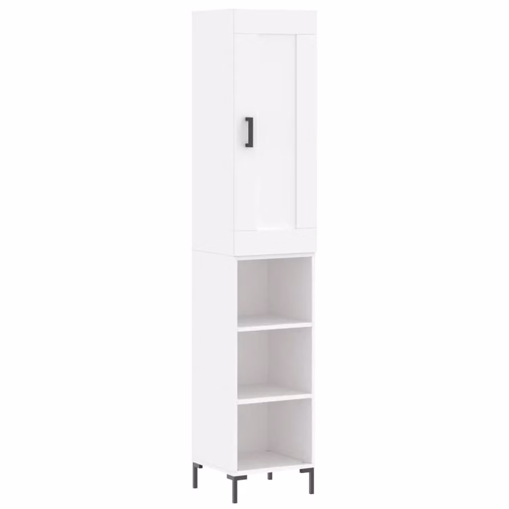 Berkfield Home Modern White Highboard with Hinged Doors and Internal Shelves, W/D/H: 34.0 x 34.5 x 180.0 cm – 2