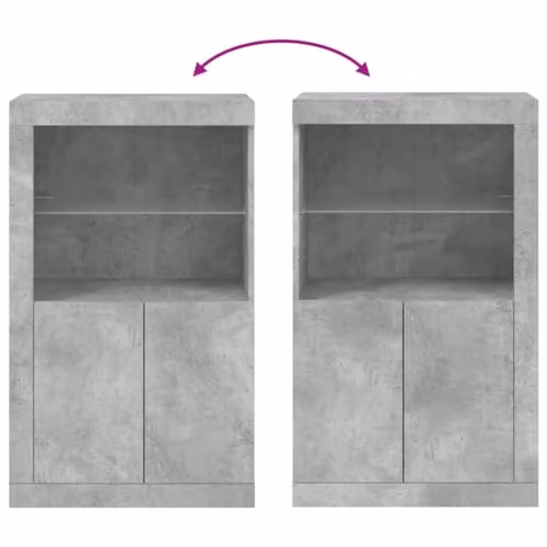 vidaXL Modern Side Cabinet with Integrated LED Lights in Concrete Grey, Engineered Wood and Glass – 4