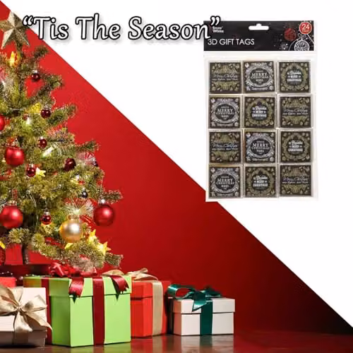 VFM e-Store Christmas Themed Present Labels, 24 Pack, Multicolour, W: 29.9 cm x H: 18.2 cm x D: 1.4 cm – 7